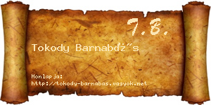 Tokody Barnabás névjegykártya